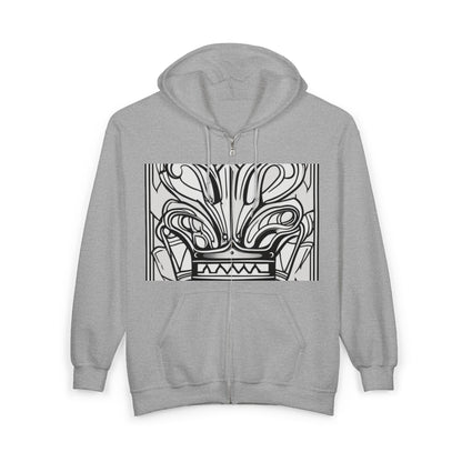 boostlete-boost-mode-icon-crown-offset-line-art-0190 — Unisex Heavy Blend Full-Zip Hooded Sweatshirt