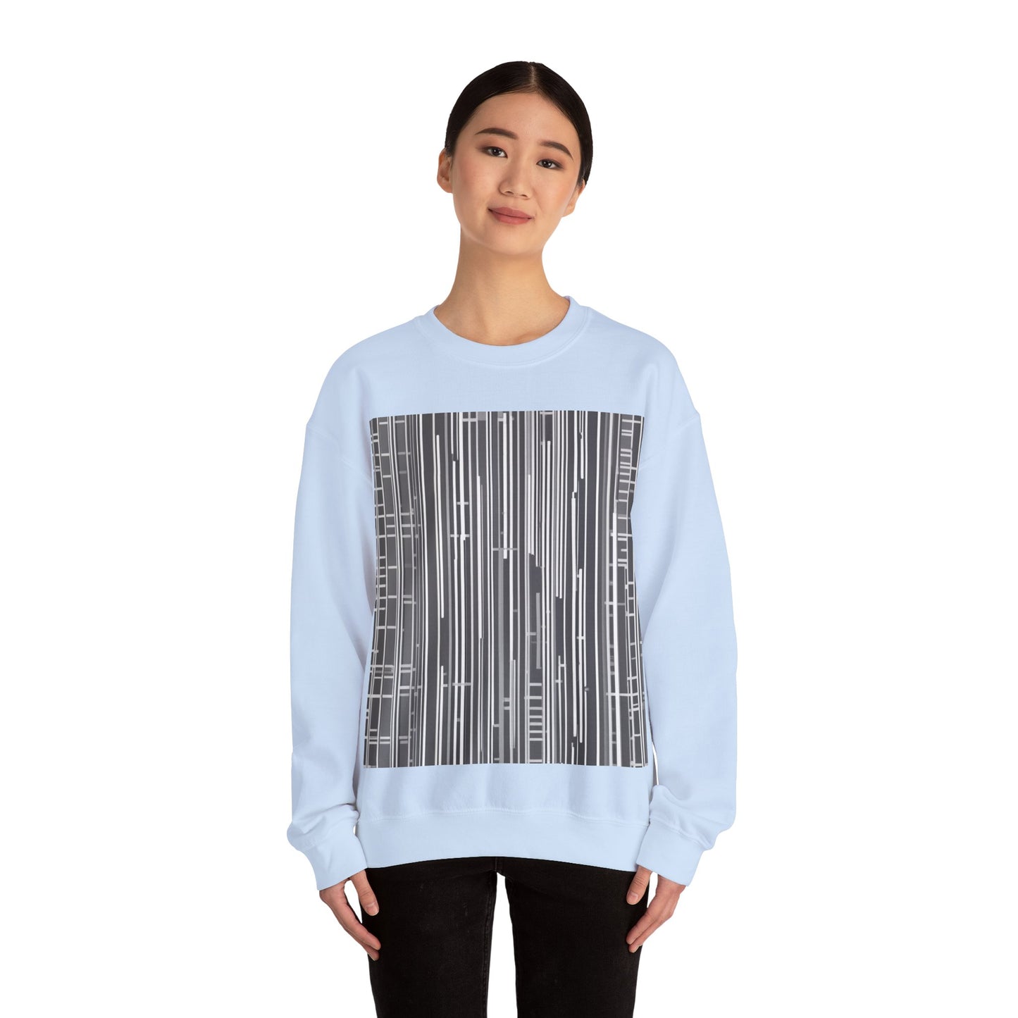 boostlete-boost-mode-pattern-barcode-blueprint-0463 — Unisex Heavy Blend Crewneck (G18000)