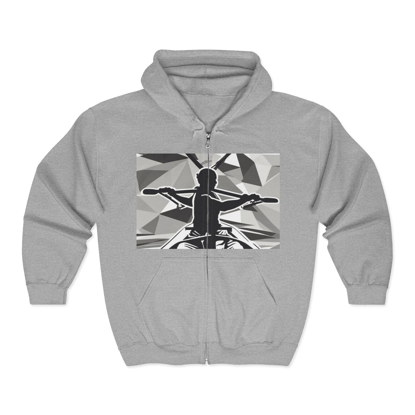 boostlete-am-crew-scene-rower-outline-geometric-0060 — Unisex Heavy Blend Full-Zip Hooded Sweatshirt