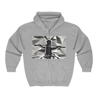 boostlete-am-crew-scene-rower-outline-geometric-0060 — Unisex Heavy Blend Full-Zip Hooded Sweatshirt