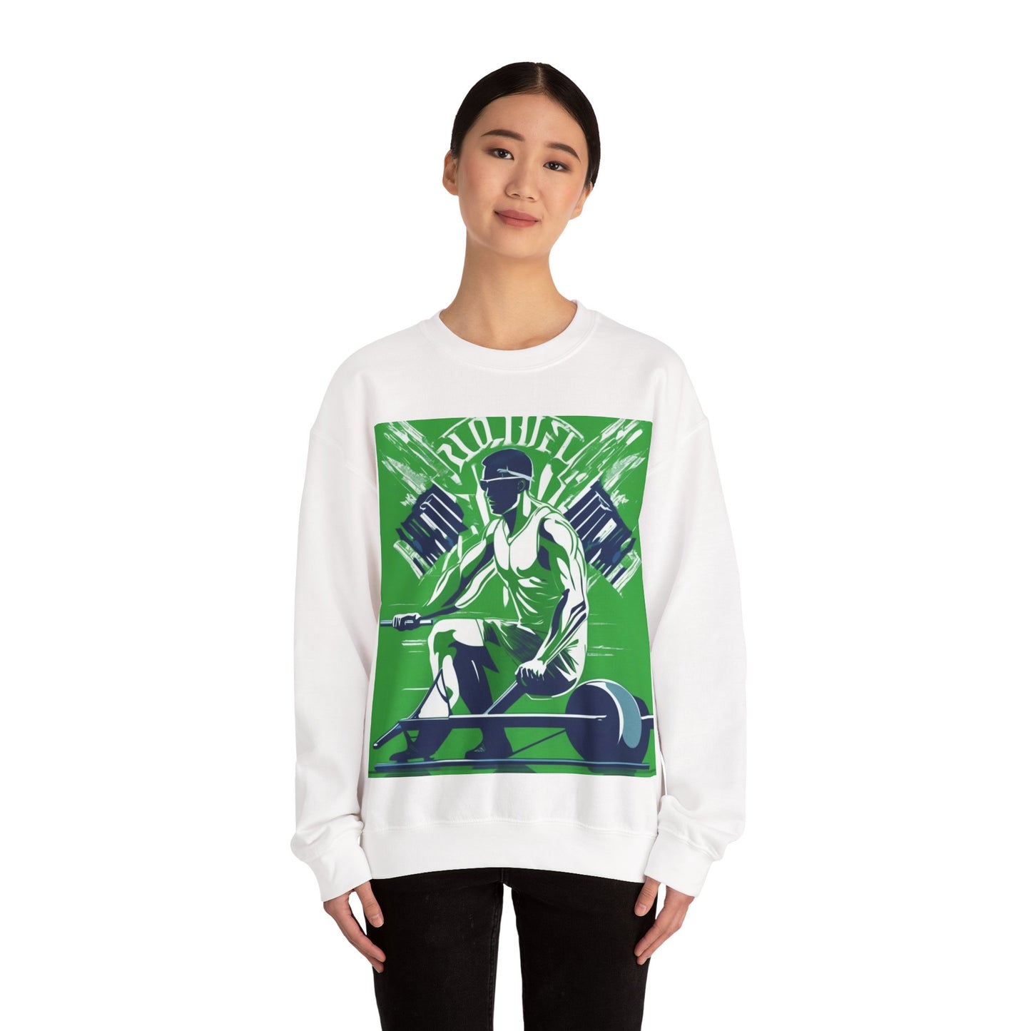 boostlete-am-crew-scene-rower-grainy-bold-0172 — Unisex Heavy Blend Crewneck Sweatshirt (Gildan)
