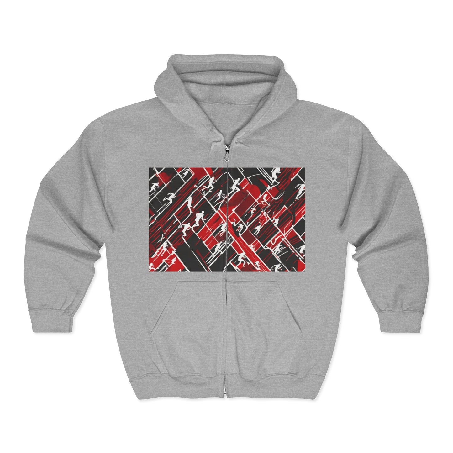 boostlete-pr-season-scene-marathoner-outline-modern-0124 — Unisex Heavy Blend Full-Zip Hooded Sweatshirt