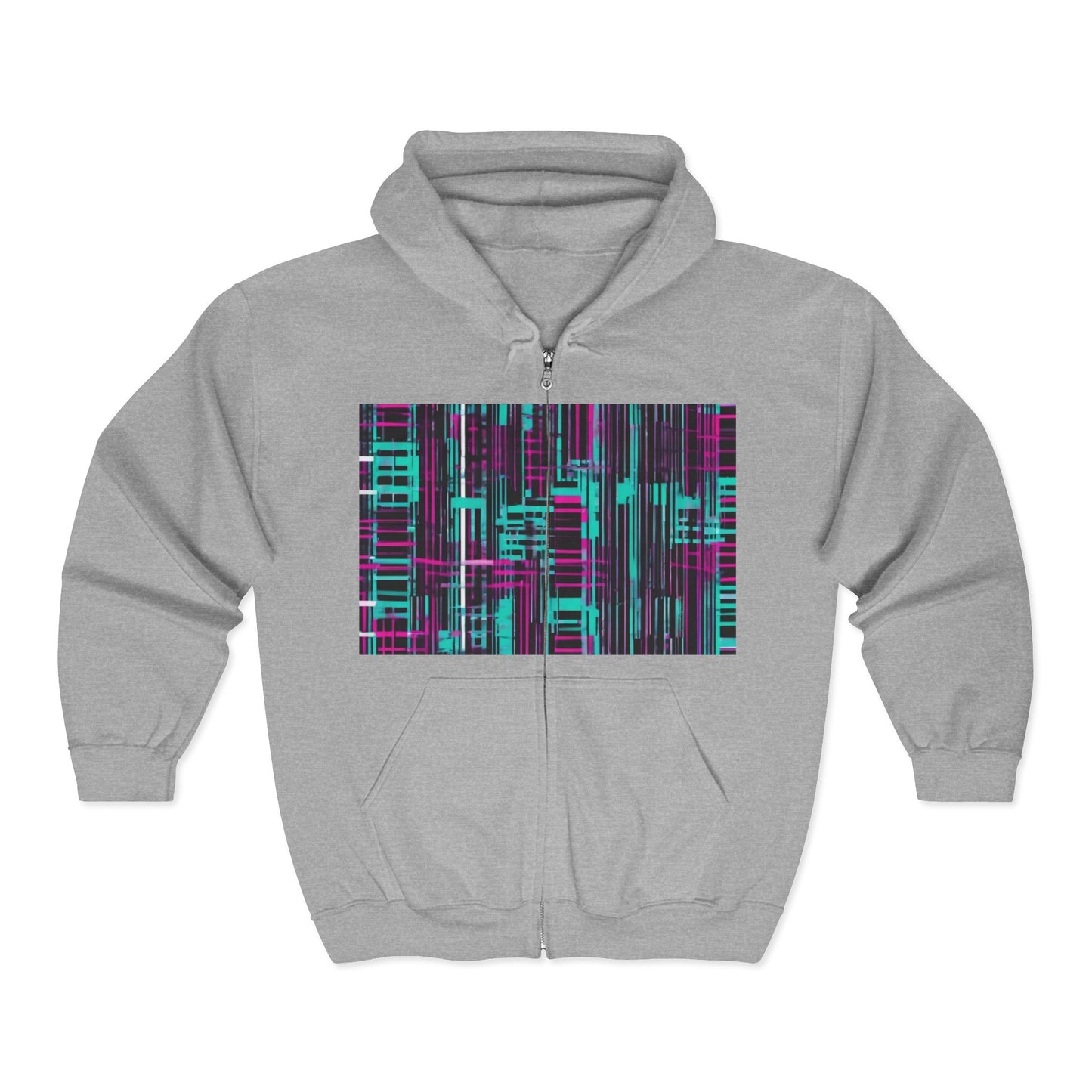 boostlete-field-day-pattern-barcode-retro-0275 — Unisex Heavy Blend Full-Zip Hooded Sweatshirt