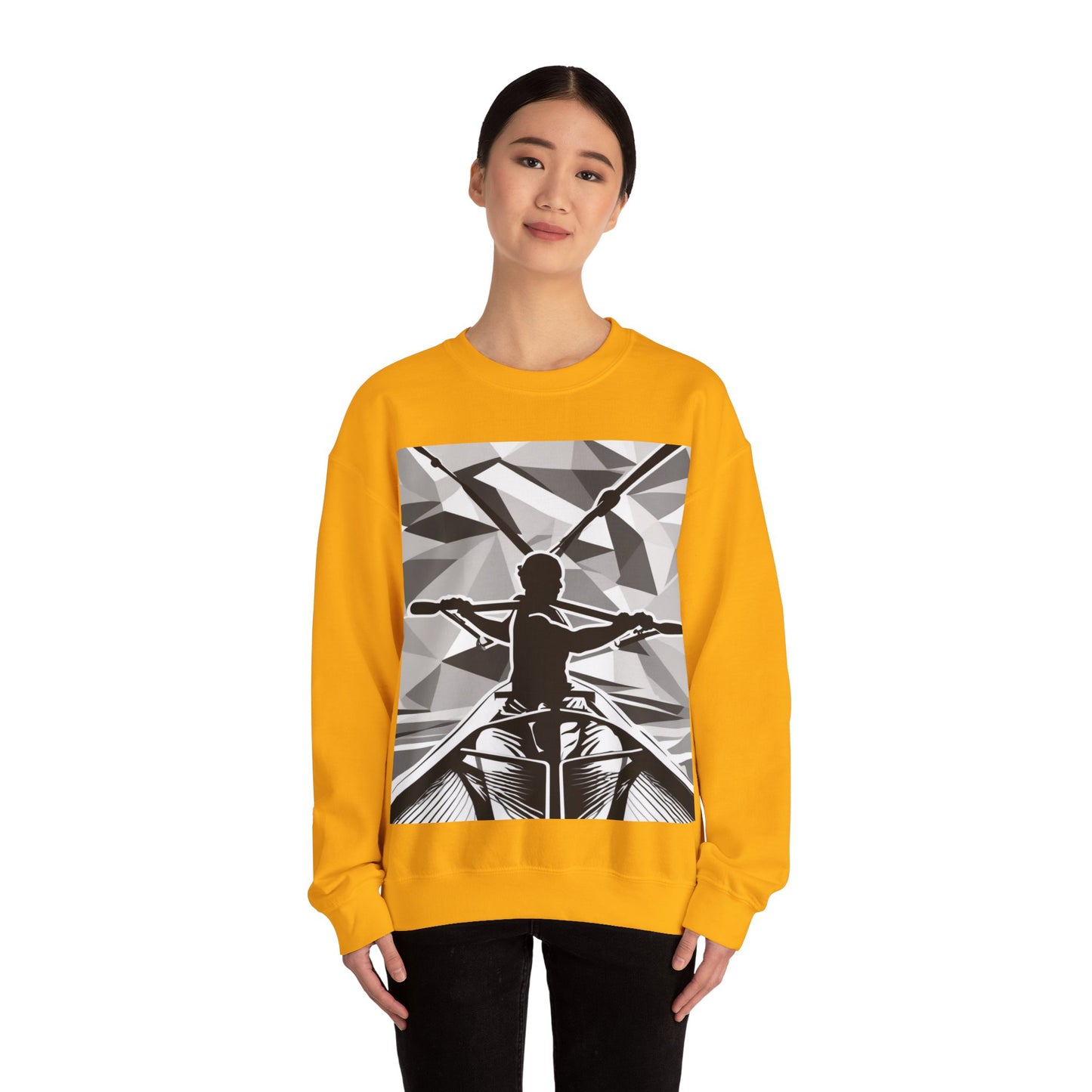boostlete-am-crew-scene-rower-outline-geometric-0060 — Unisex Heavy Blend Crewneck Sweatshirt (Gildan)