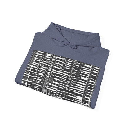 boostlete-iron-intent-pattern-barcode-line-art-0599 — Unisex Heavy Blend Hoodie (G18500)