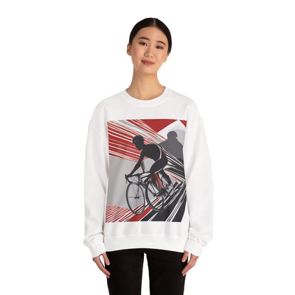 boostlete-boost-mode-scene-cyclist-speed-geometric-0208 — Unisex Heavy Blend Crewneck Sweatshirt (Gildan)