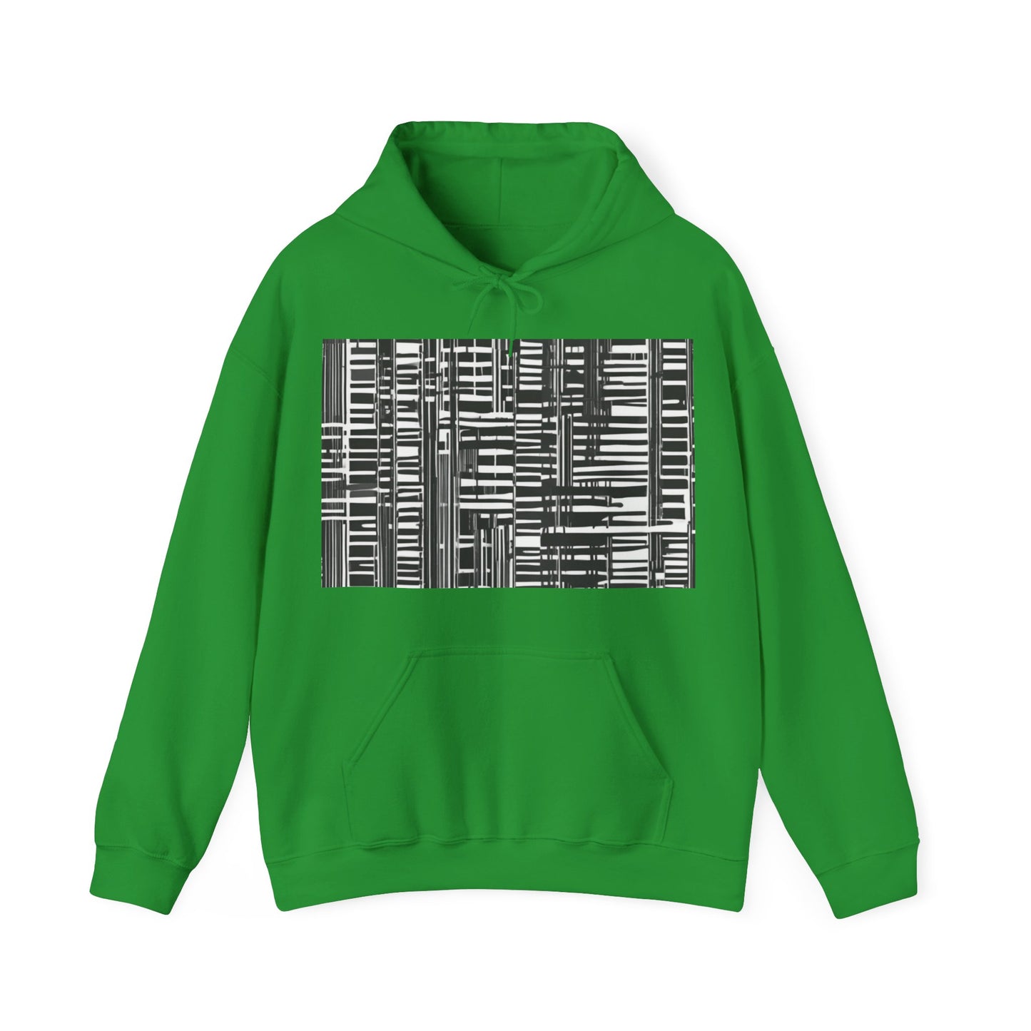 boostlete-iron-intent-pattern-barcode-line-art-0599 — Unisex Heavy Blend Hoodie (G18500)