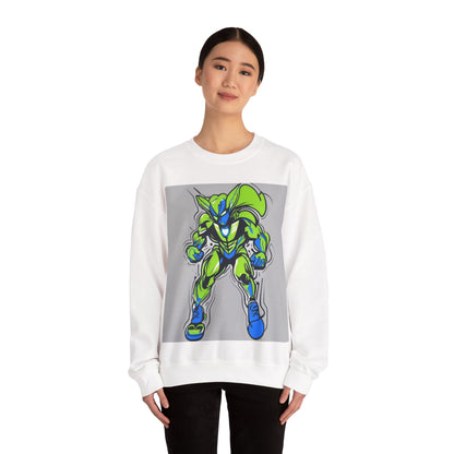 boostlete-quiet-power-type-boost-mode-on-outline-over-solid-modern-0741 — Unisex Heavy Blend Crewneck (G18000)