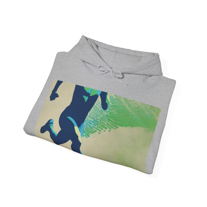 boostlete-am-crew-scene-sprinter-halftone-engraved-0092 — Unisex Heavy Blend Hooded Sweatshirt (Gildan)