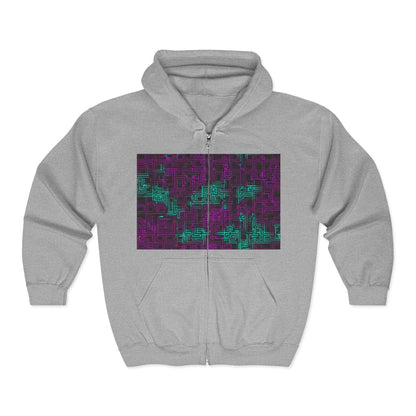 boostlete-boost-mode-pattern-plate-number-monoline-0079 — Unisex Heavy Blend Full-Zip Hooded Sweatshirt