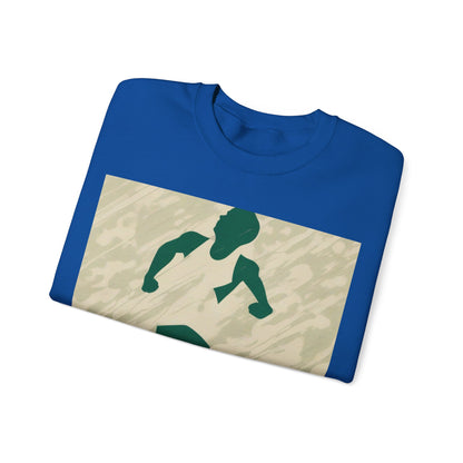 boostlete-am-crew-icon-runner-grainy-blueprint-0134 — Unisex Heavy Blend Crewneck Sweatshirt (Gildan)