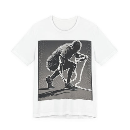 boostlete-recovery-progress-scene-runner-halftone-engraved-0068 — Unisex Jersey Short Sleeve (B+C 3001)