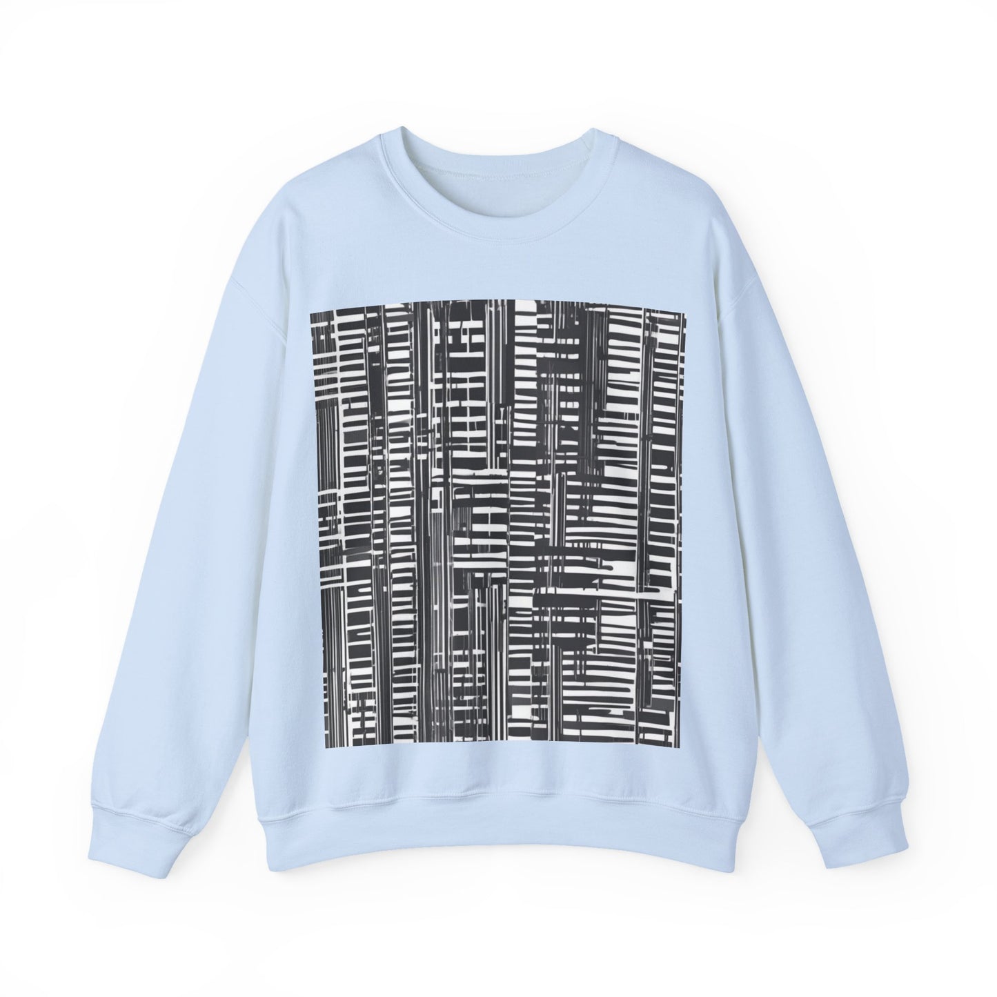 boostlete-iron-intent-pattern-barcode-line-art-0599 — Unisex Heavy Blend Crewneck (G18000)