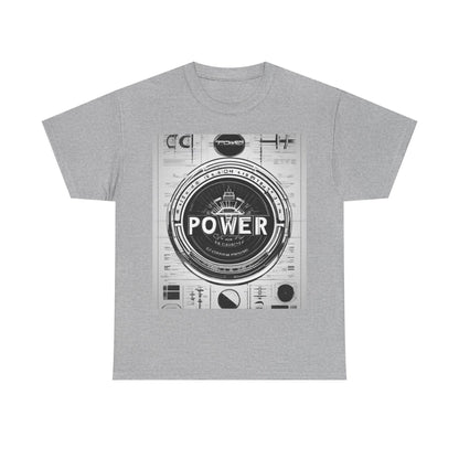 boostlete-boost-mode-type-power-in-quiet-badge-blueprint-0245 — Unisex Heavy Cotton Tee (Gildan 5000)