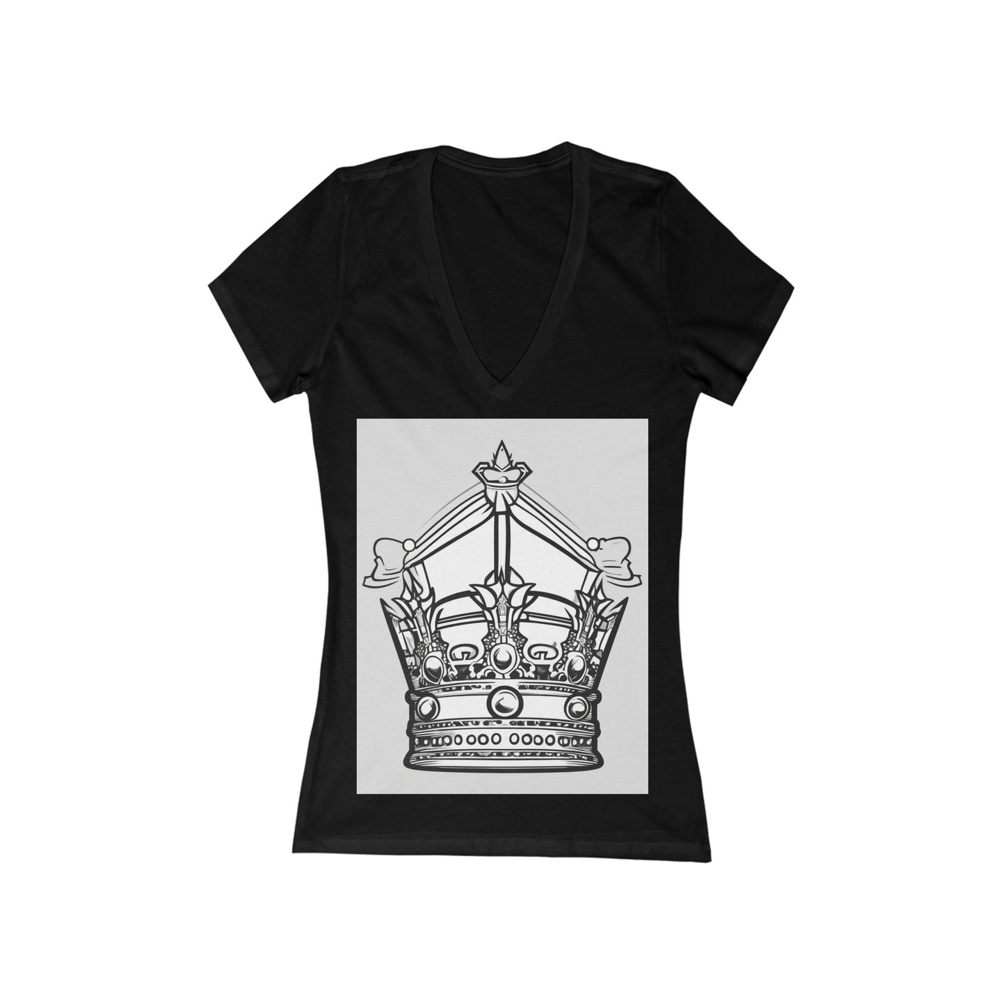 boostlete-quiet-power-icon-crown-outline-badge-0130 — Women's Deep V-Neck Tee (B+C 6035)