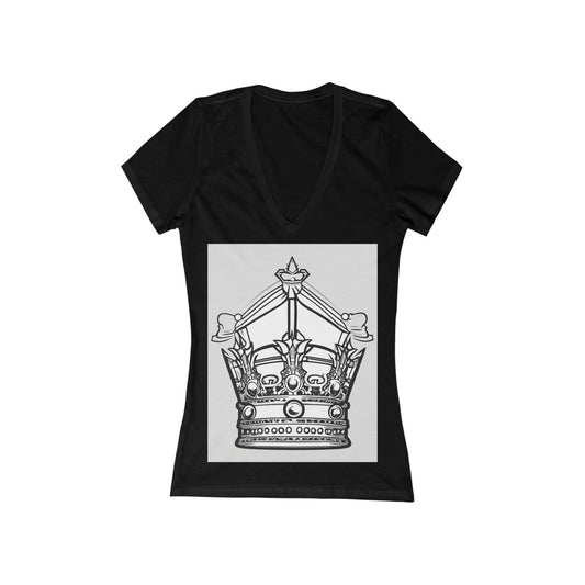 boostlete-quiet-power-icon-crown-outline-badge-0130 — Women's Deep V-Neck Tee (B+C 6035)