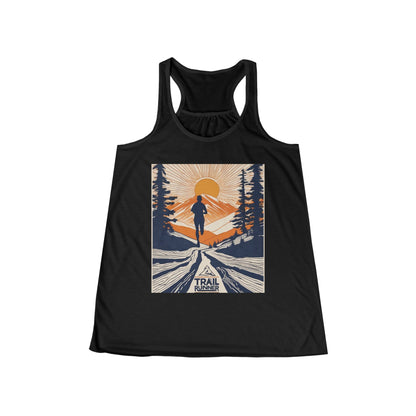 boostlete-iron-intent-scene-trail-glitch-badge-0100 — Women's Flowy Racerback Tank (B+C 8800)