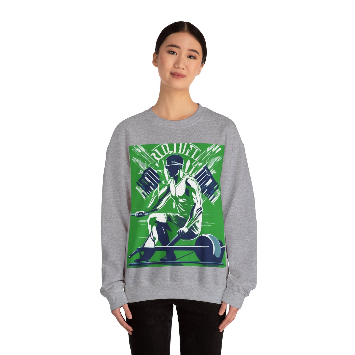 boostlete-am-crew-scene-rower-grainy-bold-0172 — Unisex Heavy Blend Crewneck Sweatshirt (Gildan)