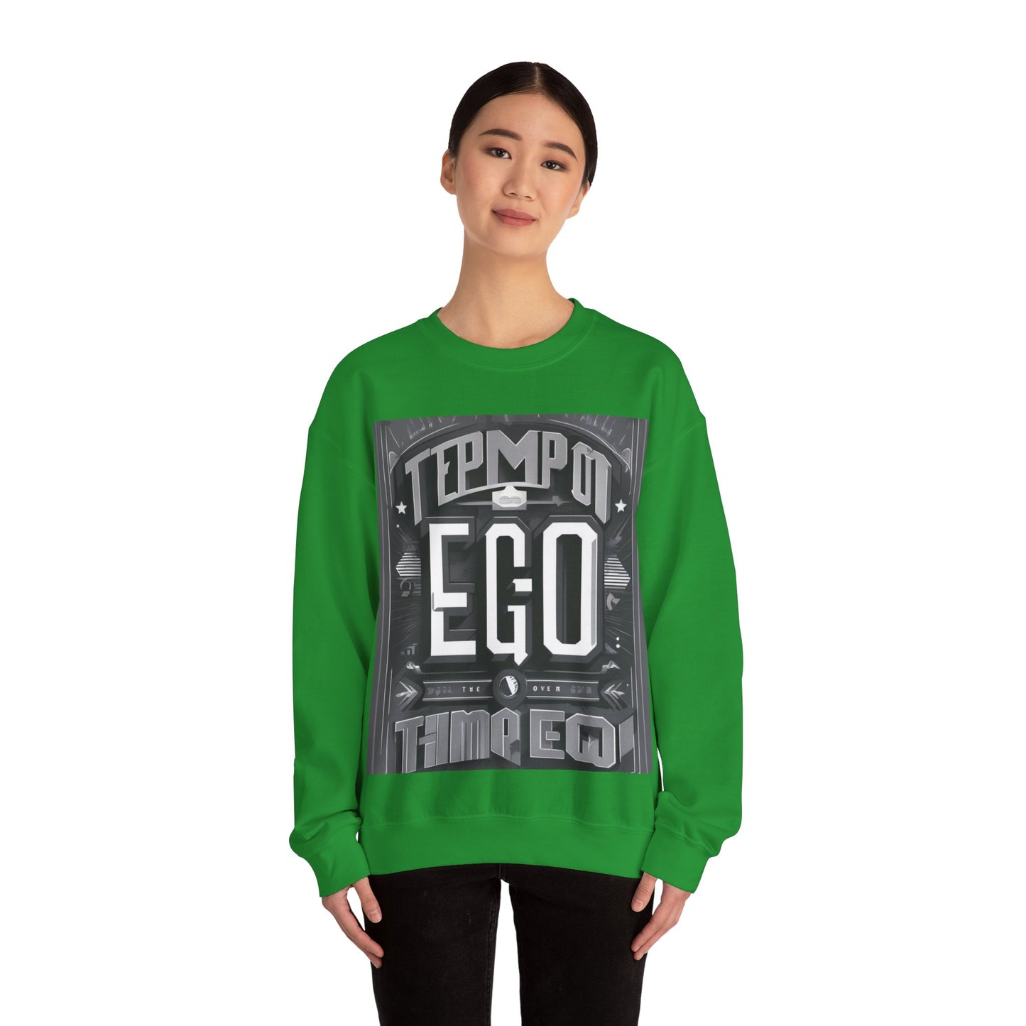 boostlete-mile-by-mile-type-tempo-over-ego-banner-modern-0093 — Unisex Heavy Blend Crewneck Sweatshirt (Gildan)