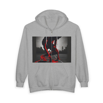 boostlete-mile-by-mile-scene-runner-grainy-bold-0168 — Unisex Heavy Blend Full-Zip Hooded Sweatshirt