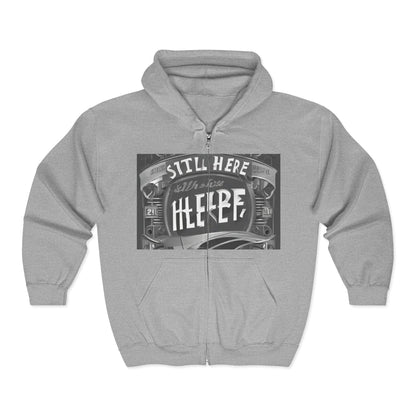 boostlete-recovery-progress-type-still-here-banner-paper-0201 — Unisex Heavy Blend Full-Zip Hooded Sweatshirt