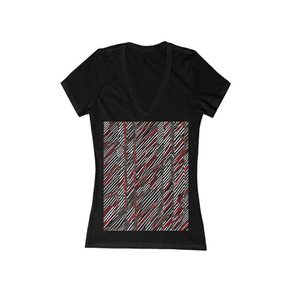 boostlete-field-day-pattern-diagonal-paper-0287 — Women's Deep V-Neck Tee (B+C 6035)