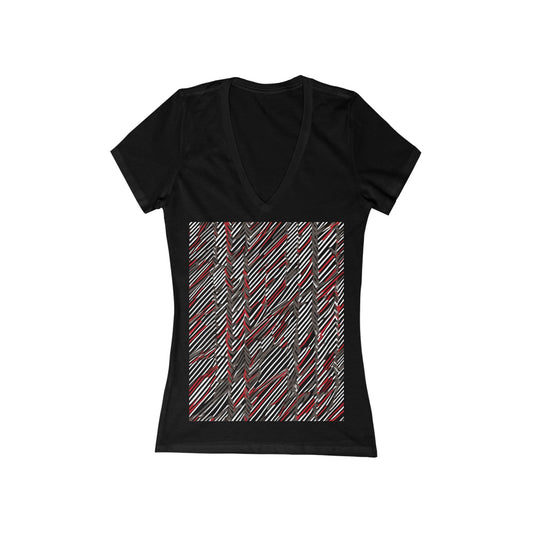 boostlete-field-day-pattern-diagonal-paper-0287 — Women's Deep V-Neck Tee (B+C 6035)