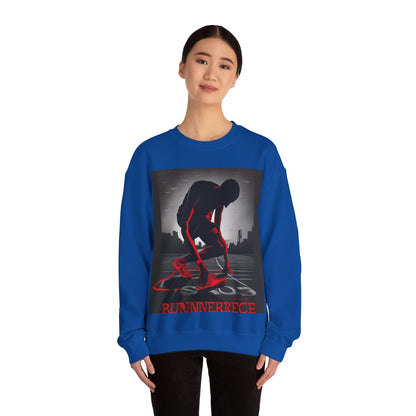 boostlete-mile-by-mile-scene-runner-grainy-bold-0168 — Unisex Heavy Blend Crewneck Sweatshirt (Gildan)