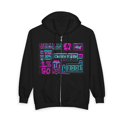 boostlete-rise-grind-type-battery-100-effort-split-blueprint-0205 — Unisex Heavy Blend Full-Zip Hooded Sweatshirt