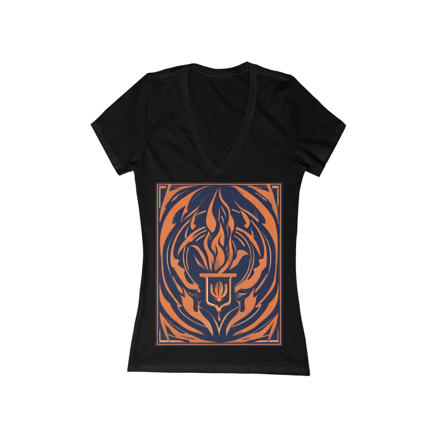 boostlete-quiet-power-icon-flame-duotone-athletic-0158 — Women's Deep V-Neck Tee (B+C 6035)