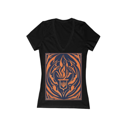 boostlete-quiet-power-icon-flame-duotone-athletic-0158 — Women's Deep V-Neck Tee (B+C 6035)