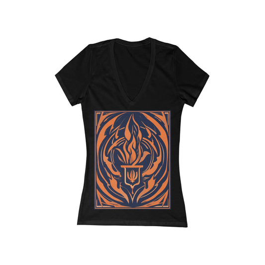 boostlete-quiet-power-icon-flame-duotone-athletic-0158 — Women's Deep V-Neck Tee (B+C 6035)