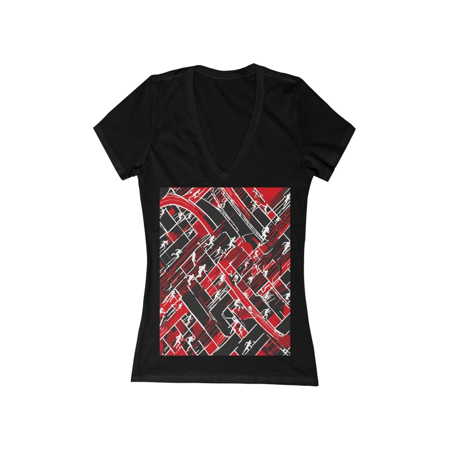 boostlete-pr-season-scene-marathoner-outline-modern-0124 — Women's Deep V-Neck Tee (B+C 6035)