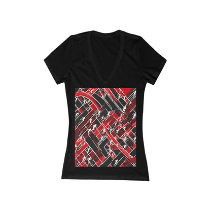 boostlete-pr-season-scene-marathoner-outline-modern-0124 — Women's Deep V-Neck Tee (B+C 6035)