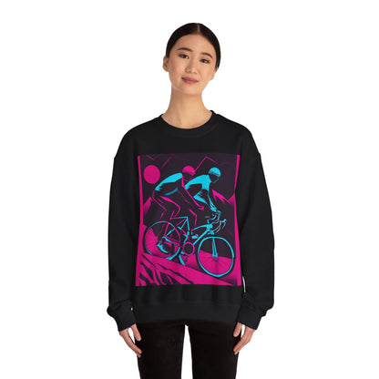 boostlete-rise-grind-scene-cyclist-outline-vector-0868 — Unisex Heavy Blend Crewneck (G18000)