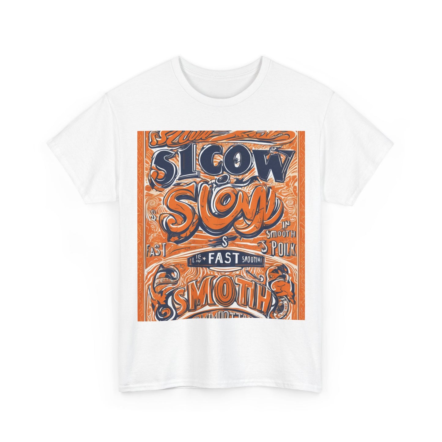 boostlete-rise-grind-type-slow-is-smooth-smooth-is-fast-outline-over-solid-engraved-0025 — Unisex Heavy Cotton Tee (Gildan 5000)