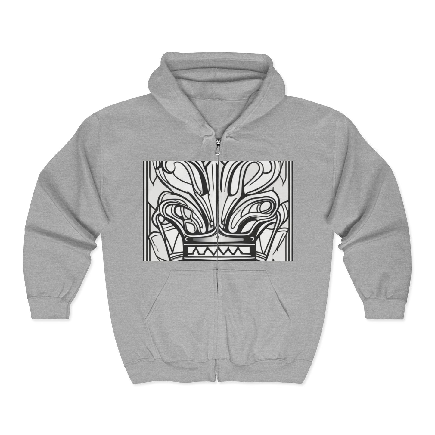 boostlete-boost-mode-icon-crown-offset-line-art-0190 — Unisex Heavy Blend Full-Zip Hooded Sweatshirt