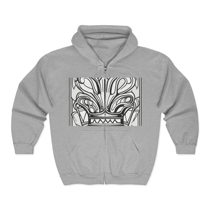 boostlete-boost-mode-icon-crown-offset-line-art-0190 — Unisex Heavy Blend Full-Zip Hooded Sweatshirt