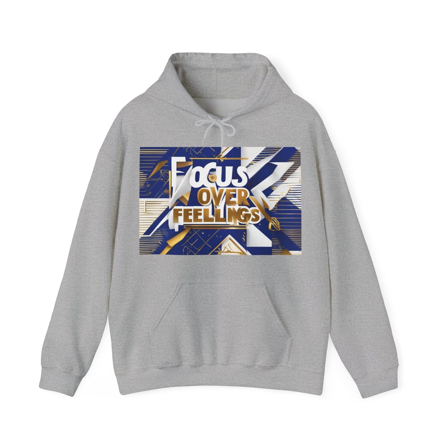 boostlete-am-crew-type-focus-over-feelings-banner-geometric-0169 — Unisex Heavy Blend Hooded Sweatshirt (Gildan)