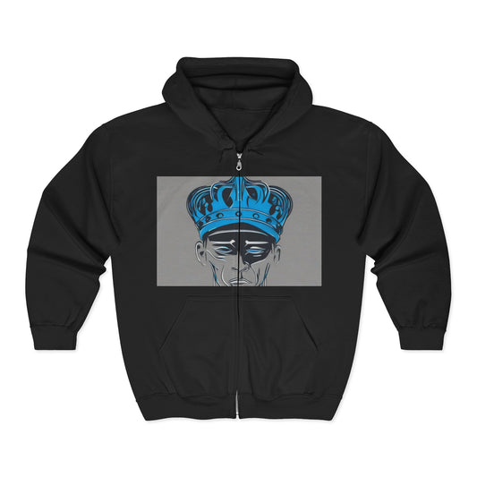 boostlete-am-crew-icon-crown-grainy-monoline-0022 — Unisex Heavy Blend Full-Zip Hooded Sweatshirt