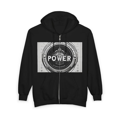 boostlete-boost-mode-type-power-in-quiet-badge-blueprint-0245 — Unisex Heavy Blend Full-Zip Hooded Sweatshirt