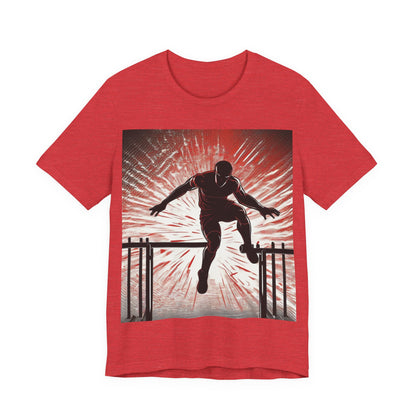 boostlete-recovery-progress-scene-hurdler-halftone-engraved-0212 — Unisex Jersey Short Sleeve (B+C 3001)