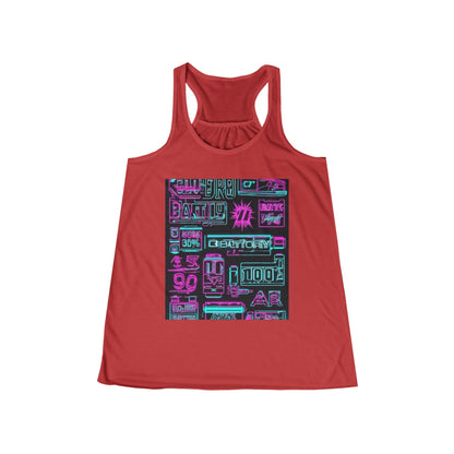 boostlete-rise-grind-type-battery-100-effort-split-blueprint-0205 — Women's Flowy Racerback Tank (B+C 8800)