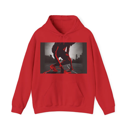 boostlete-mile-by-mile-scene-runner-grainy-bold-0168 — Unisex Heavy Blend Hooded Sweatshirt (Gildan)