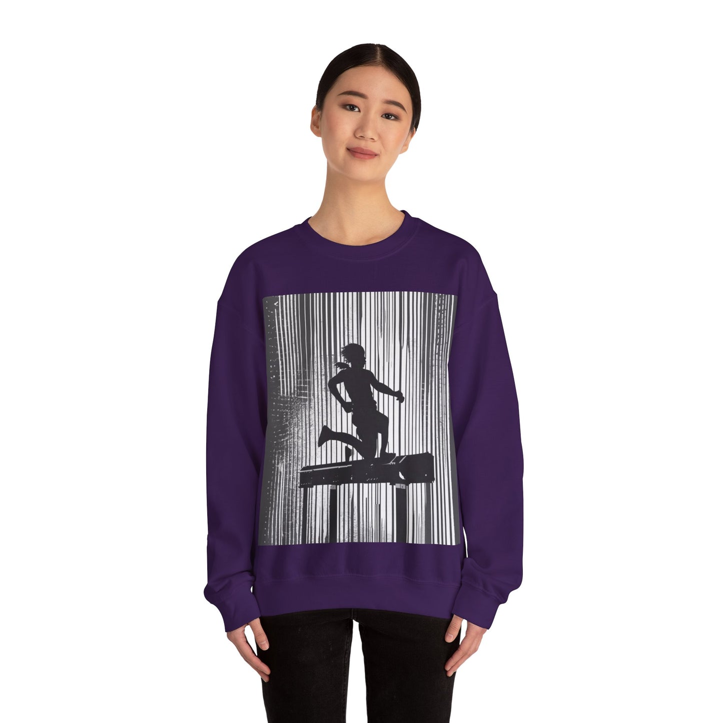 boostlete-am-crew-scene-hurdler-halftone-badge-0956 — Unisex Heavy Blend Crewneck (G18000)