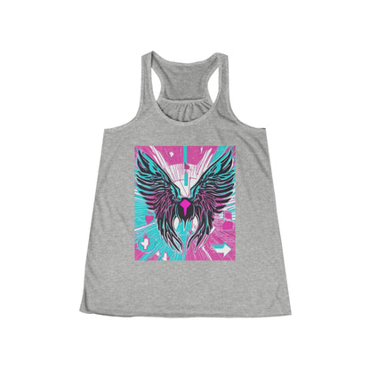 boostlete-am-crew-icon-wings-outline-line-art-0282 — Women's Flowy Racerback Tank (B+C 8800)