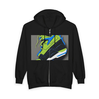 boostlete-quiet-power-icon-sneaker-duotone-paper-0066 — Unisex Heavy Blend Full-Zip Hooded Sweatshirt