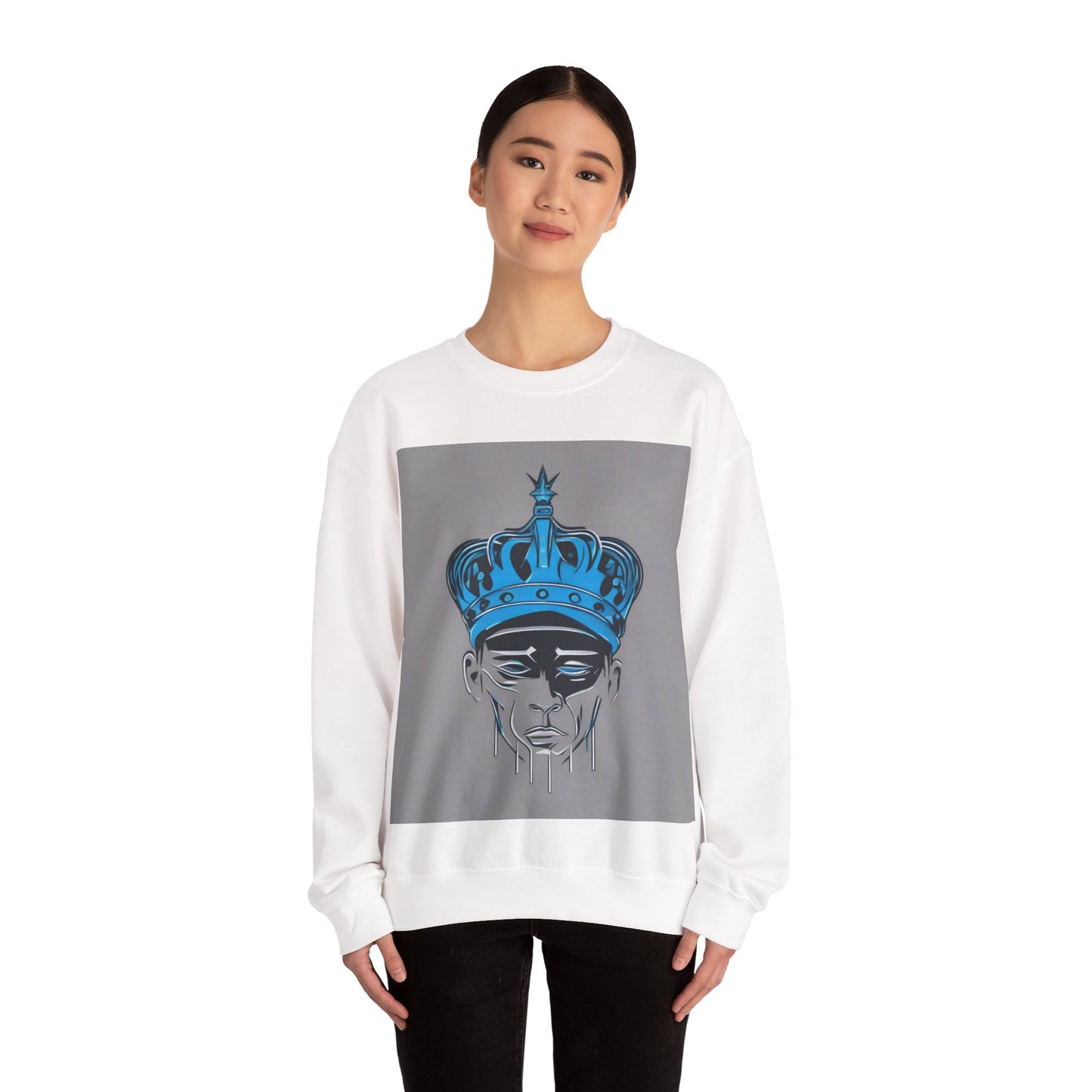 boostlete-am-crew-icon-crown-grainy-monoline-0022 — Unisex Heavy Blend Crewneck Sweatshirt (Gildan)
