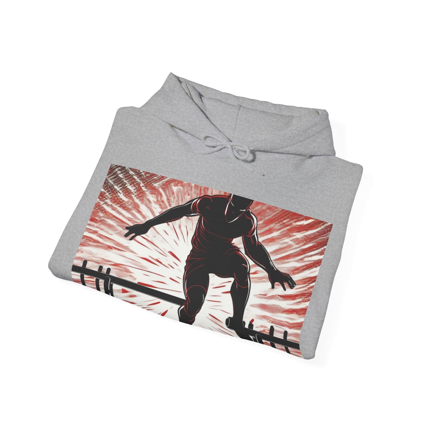 boostlete-recovery-progress-scene-hurdler-halftone-engraved-0212 — Unisex Heavy Blend Hooded Sweatshirt (Gildan)