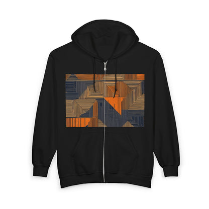 boostlete-field-day-pattern-stair-steps-geometric-0055 — Unisex Heavy Blend Full-Zip Hooded Sweatshirt